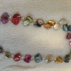 Pearl and mother of Pearl endless strand necklace